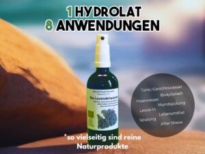 Bio Lavendel Pflanzenwasser Hydrolat ohne Zusatzstoffe. Reinste Hautpflege und Haarpflege mit NWK