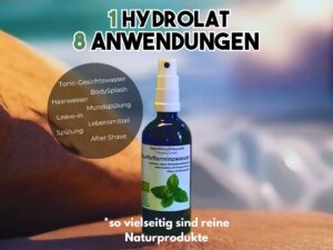 Pfefferminz Hydrolat Hautpflege. NaturWirkstoffKosmetik ohne Zusatzstoffe