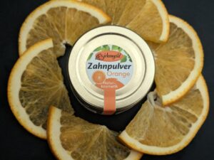 Zahnpulver Orange von Birkengold. Auch für Kinder sehr gut geeignet.